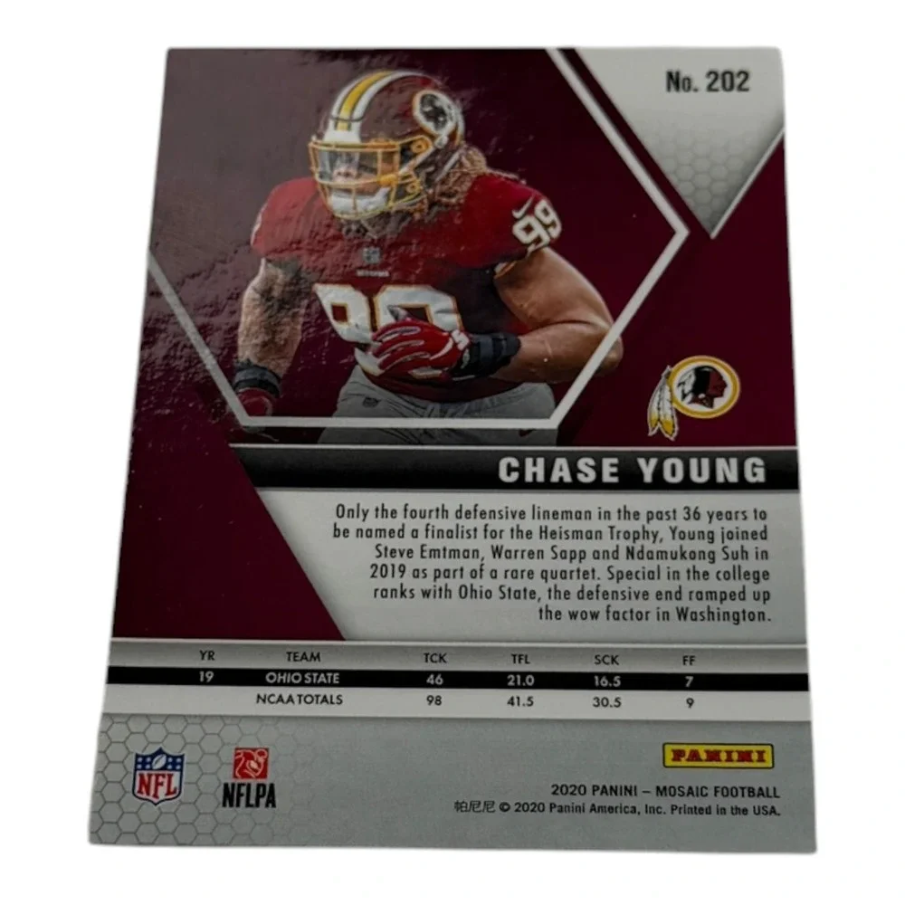 2020 Panini Mosaic‎ Chase Young Rookie Card RC #202 Washington Redskins Silver